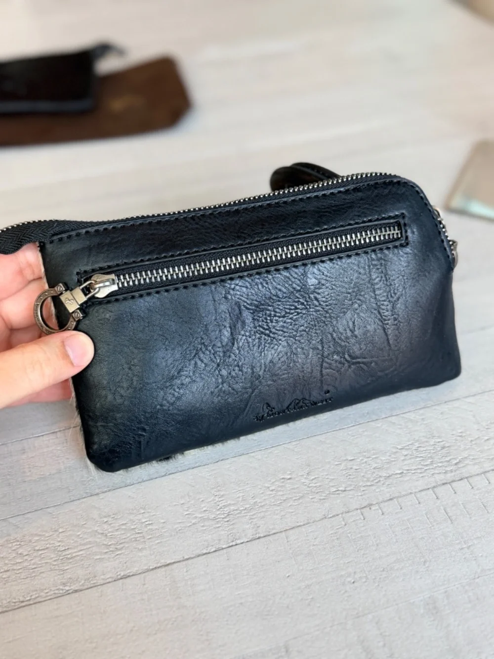 Montana West Genuine Hair-On Cowhide Ring Handle Wristlet Clutch Bag